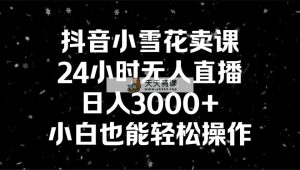 抖音小雪花卖课，24小时无人直播，日入3000+，小白也能轻松操作-天天有课网