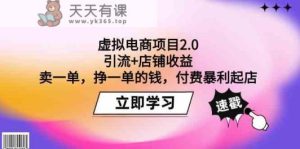 虚拟电商项目2.0:引流+店铺收益 卖一单,挣一单的钱,付费暴利起店-天天有课网