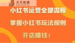 小红书运营全部流程，掌握小红书玩法规则，开店赚钱！-天天有课网