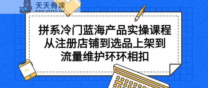拼系冷门蓝海产品实操课程，从注册店铺到选品上架到流量维护环环相扣-天天有课网