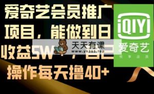 爱奇艺vip推广项目，可以做到日盈利5W＋，自己操作每日撸40-天天有课网