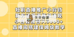 短剧剧本直播推广小玲铛，新的方法避开著作权违反规定，新手轻轻松松日入3000 ，直播房间搭…-天天有课网