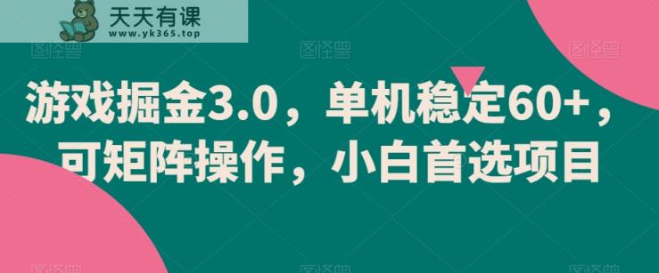 游戏掘金3.0，单机稳定60+，可矩阵操作，小白首选项目【揭秘】-天天有课网