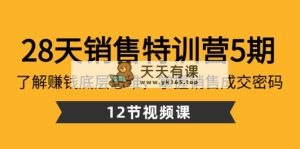 28天·市场销售夏令营5期：掌握挣钱思维模式，把握销售成交登陆密码-天天有课网