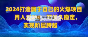 2024 打造自己的受欢迎新项目，月收入过2W，可长期平稳，完成阶层跨越-天天有课网