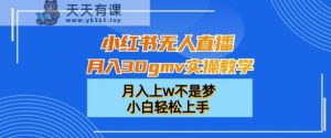 小红书无人直播月入30gmv实操教学,月入上w不是梦,小白轻松上手【揭秘】-天天有课网