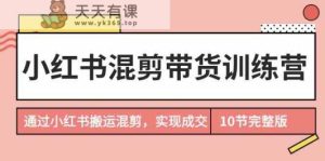 小红书混剪带货训练营，通过小红书搬运混剪实现成交-天天有课网