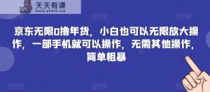 京东无限0撸年货，小白也可以无限放大操作，一部手机就可以操作，无需其他操作，简单粗暴-天天有课网