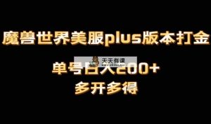 魔兽世界美服plus版本号自动式刷金打金，单机版日入1000 可引流矩阵实际操作，游戏多开多到-天天有课网