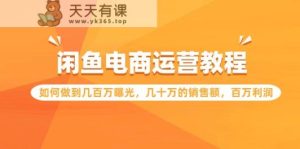 闲鱼电商运营教程：如何做到几百万曝光，几十万的销售额，百万利润-天天有课网