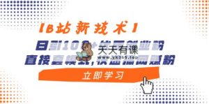 【B站新技术应用】日引100 高品质自主创业粉，立即套方式，迅速搞网络赚钱粉-天天有课网