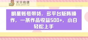 明星账号带货,多平台矩阵操作,一条作品收益500+,小白轻松上手【揭秘】-天天有课网