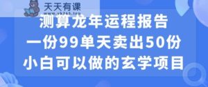 小白可做的玄学项目,出售”龙年运程报告”一份99元单日卖出100份利润9900元,0成本投入【揭秘】-天天有课网