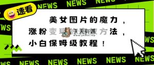 美女图片的魔力，涨粉变现的高效方法，小白保姆级教程！-天天有课网