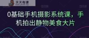 0基础手机摄影系统课，手机拍出静物美食大片-天天有课网