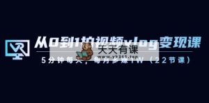 从0到1拍摄视频vlog-转现课，5min每日，每月挣到1W-天天有课网