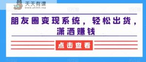 朋友圈变现系统,轻松出货,潇洒赚钱-天天有课网