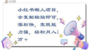 小红书的懒人神器新项目,会拷贝就可以,增粉快,变现力强,轻轻松松月收入1万+-天天有课网