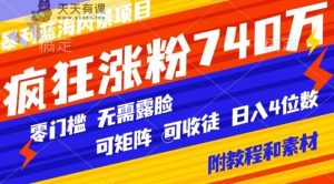 暴利蓝海风景项目疯狂涨粉740w，0门槛，无需露脸，可矩阵，可收徒，日入4位数【附教程和素材】-天天有课网