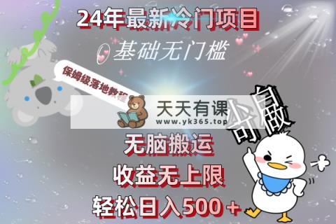 24年全新蓝海项目，没脑子运送，盈利无限制，轻轻松松日入500＋，家庭保姆级落地式实例教程-天天有课网