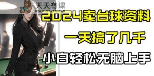 2024卖桌球材料，一天做了好几千，新手轻轻松松没脑子入门-天天有课网