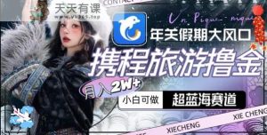 年关假期大风口,携程旅游撸金,超蓝海赛道,月入2w+【揭秘】-天天有课网