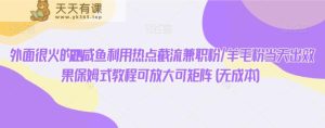 外面很火的2024咸鱼利用热点截流兼职粉/羊毛粉当天出效果保姆式教程可放大可矩阵(无成本)-天天有课网