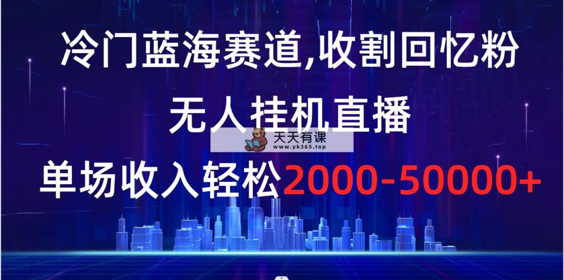 小众瀚海跑道，收种追忆粉，没有人放置挂机直播间，场均收益轻轻松松2000-5w-天天有课网
