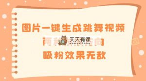 照片一键生成跳舞的视频，二种发展前景，增粉实际效果超级，-天天有课网