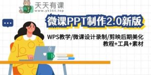 微课PPT制作2.0新版：WPS教学/微课设计录制/剪映后期美化/教程+工具+素材-天天有课网