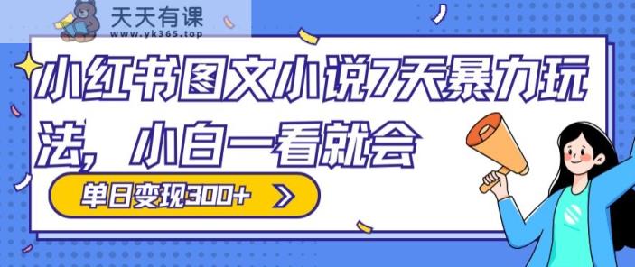 小红书图文小说7天暴力玩法，小白一看就会，单日变现300+-天天有课网