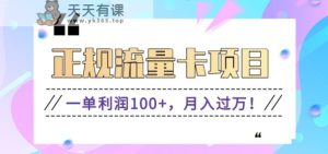 靠谱流量卡新项目，一单利润100 ，月入了万！每个人能做-天天有课网
