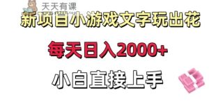 新项目小游戏文字玩出花日入2000+，每天只需一小时，小白直接上手【揭秘】-天天有课网