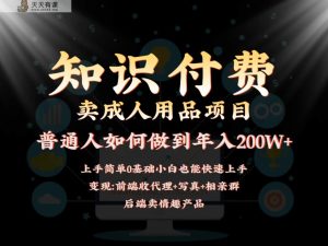 2024瀚海跑道，前面社交电商卖成人用品新项目，后端产品管道收益如何做到年收入200W-天天有课网