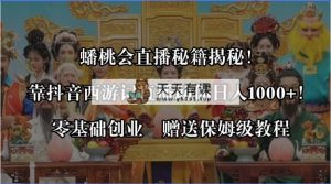 蟠桃会直播间秘笈揭密！靠抖音西游记直播间日入1000 零基础创业，赠家庭保姆级实例教程-天天有课网