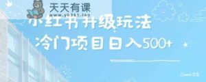 小红书升级玩法，冷门暴利项目无门槛操作，轻松日赚500+-天天有课网