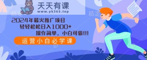 2024年最火推广项目，轻轻松松日入1000+，操作简单，小白可做-天天有课网