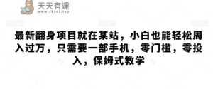 最新翻身项目就在某站,小白也能轻松周入过万,只需要一部手机,零门槛,零投入,保姆式教学-天天有课网