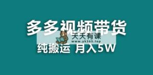 【蓝海项目】拼多多视频卖货 纯运送一个月做了5w提成，新手也可以操控 送专用工具-天天有课网