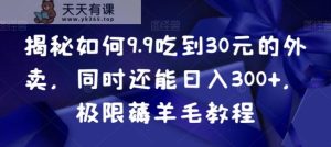 揭秘如何9.9吃到30元的外卖，同时还能日入300+，极限薅羊毛教程-天天有课网