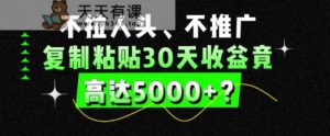 不拉人头、不推广，复制粘贴30天收益竟高达5000+？-天天有课网