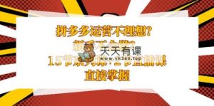 拼多多运营不太理想？初学者做不来？15节系列产品课 2节视频课堂，立即把握-天天有课网
