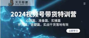 2024视频号带货夏令营：心理状态篇、提前准备篇、实际操作篇、填补篇、答疑解惑篇，实战演练干货知识落地式合理-天天有课网