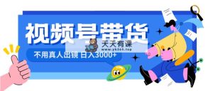 视频号带货，日入3000 ，无需真人出镜-天天有课网