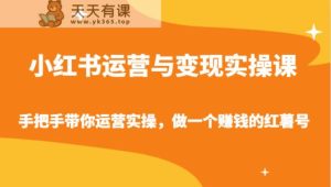 小红书运营与转现实操课-从零陪你经营实际操作,做一个挣钱的地瓜号-天天有课网