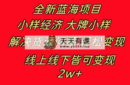 全新升级蓝海项目 样品经济发展大牌小样 线上与线下都可变现 月入2W-天天有课网