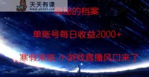 隐秘的档案小游戏直播，单账号每日收益2000+工作室可批量做-天天有课网