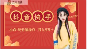 抖音和快手原创者分为方案卖零散，新手没脑子实际操作月入5万＋-天天有课网