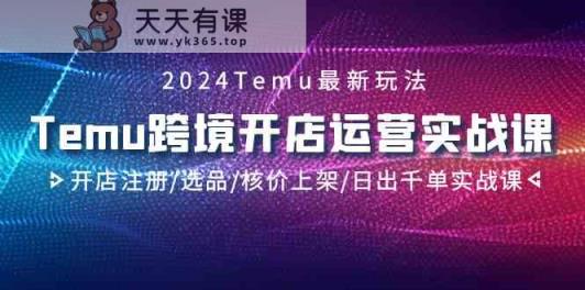 2024Temu跨境电商开店运营实战演练课，开实体店申请注册/选款/核算成本发布/日出千单实战演练课-天天有课网