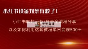 小红书的设备和账号解封全过程共享，亲测，如何更好地运用实例教程转现-天天有课网